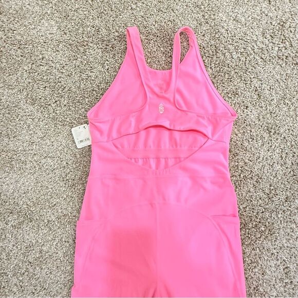 Free People Never Better High Neck Pink Lemonade Athleisure One Piece  Sz Med - Picture 6 of 11